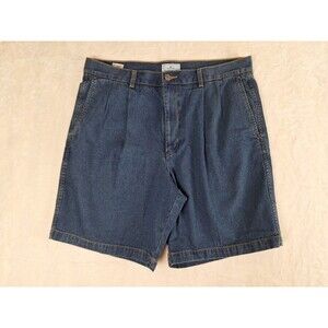 Vintage Dockers Shorts Men 36 Blue Denim Pleated Chino Jorts Relaxed Fit Y2K 90s